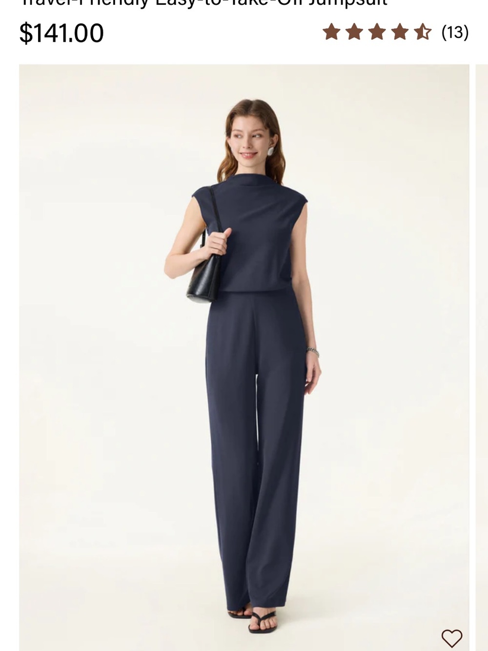 OGL Navy Straight-Leg Jumpsuit with High Neck
